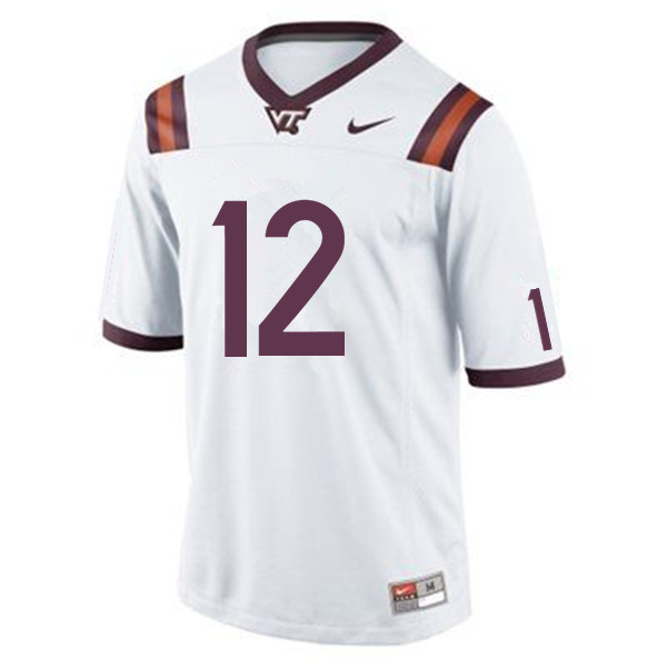 Men #12 Knox Kadum Virginia Tech Hokies College Football Jerseys Sale-White - Click Image to Close